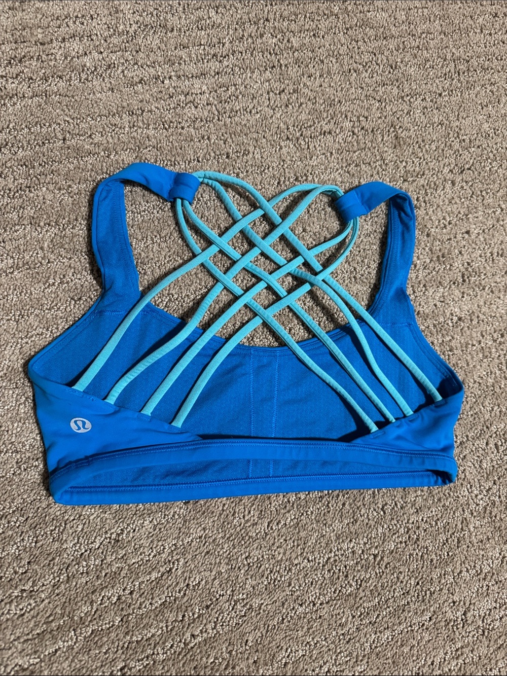 lululemon athletica Bright Blue Sports Bra with Aqua Strappy Back